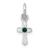 Childs Preciosa Crystal May Cross Charm Pendant in Real 925 Sterling Silver