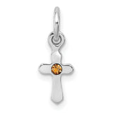 Childs Preciosa Crystal Nov Cross Charm Pendant in Real 925 Sterling Silver