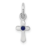 Childs Preciosa Crystal Sept Cross Charm Pendant in Real 925 Sterling Silver