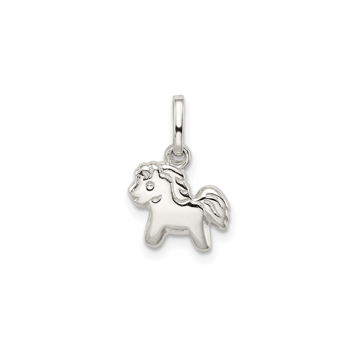 Sterling Silver Pony Pendant Charm with Cartoon Horse Design for Girls and Teens