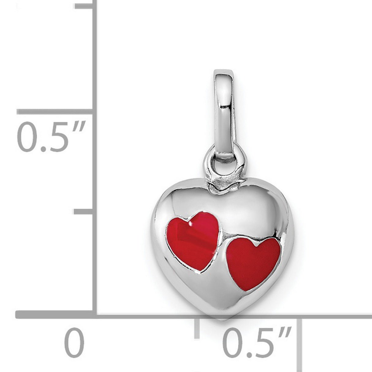 Sterling Silver Heart Pendant with Red Enamel Linked Hearts, Romantic Jewelry for Women