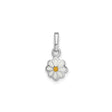 Sterling Silver Daisy Flower Pendant Charm with White and Yellow Enamel, Nature-Inspired Floral Design