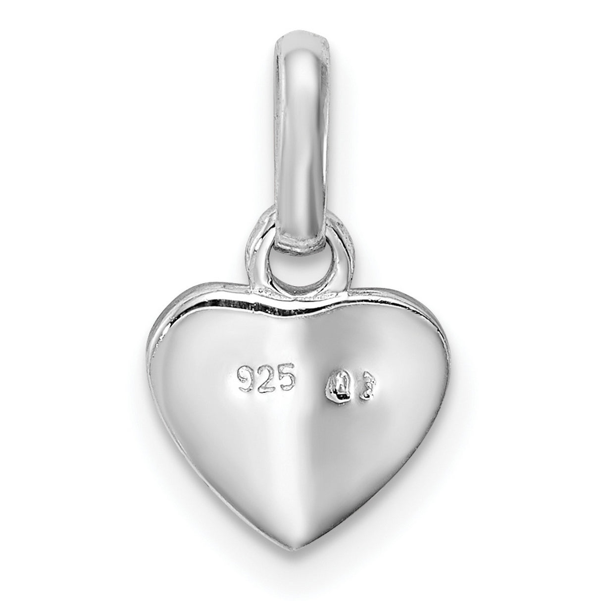 Sterling Silver Heart Pendant with Pink and White Glitter Enamel, Romantic Charm Jewelry for Women and Girls