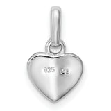 Sterling Silver Heart Pendant with Pink and White Glitter Enamel, Romantic Charm Jewelry for Women and Girls