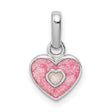 Sterling Silver Heart Pendant with Pink and White Glitter Enamel, Romantic Charm Jewelry for Women and Girls