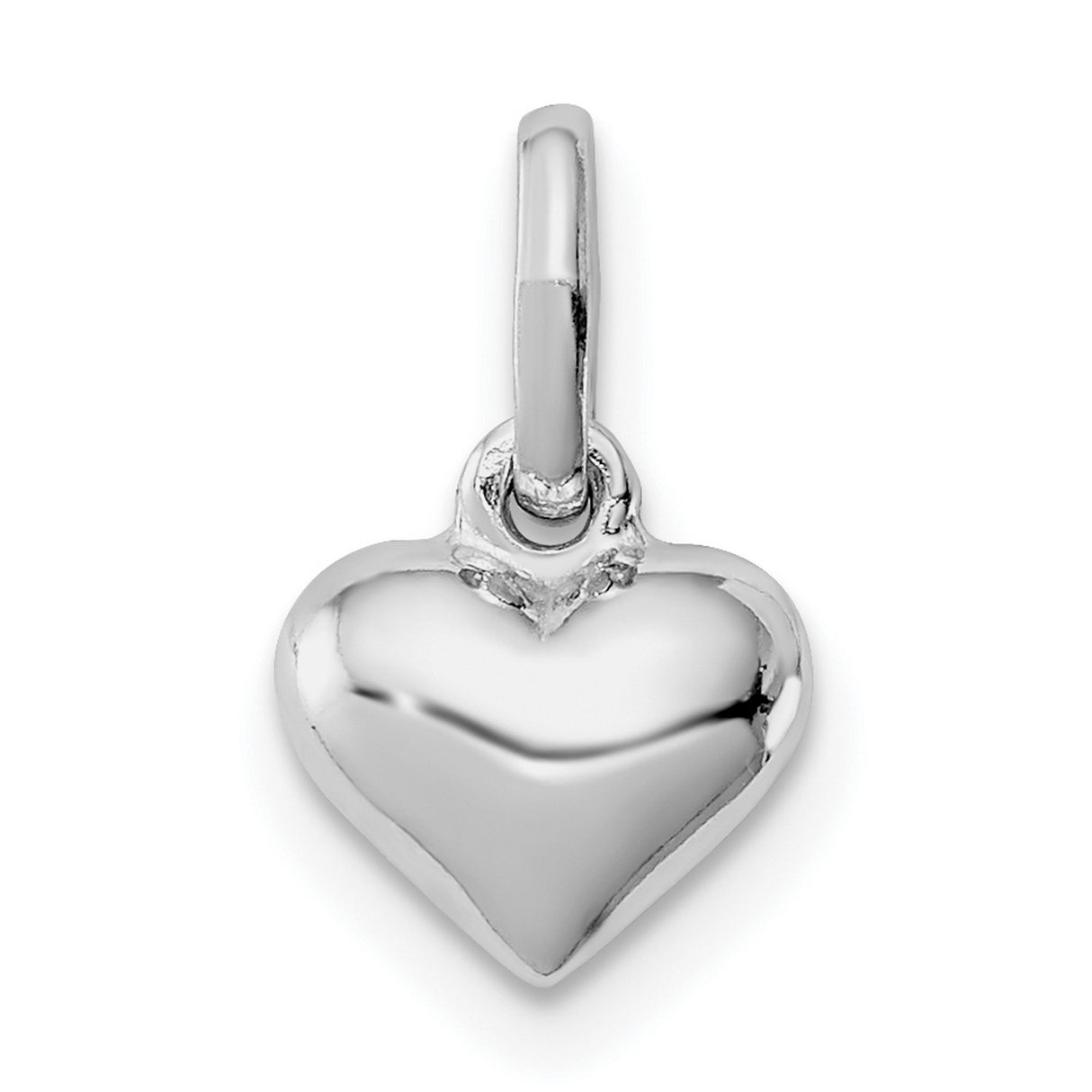Sterling Silver Heart Pendant Charm with Polished Puffed Heart Design for Women
