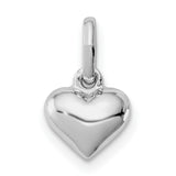 Sterling Silver Heart Pendant Charm with Polished Puffed Heart Design for Women