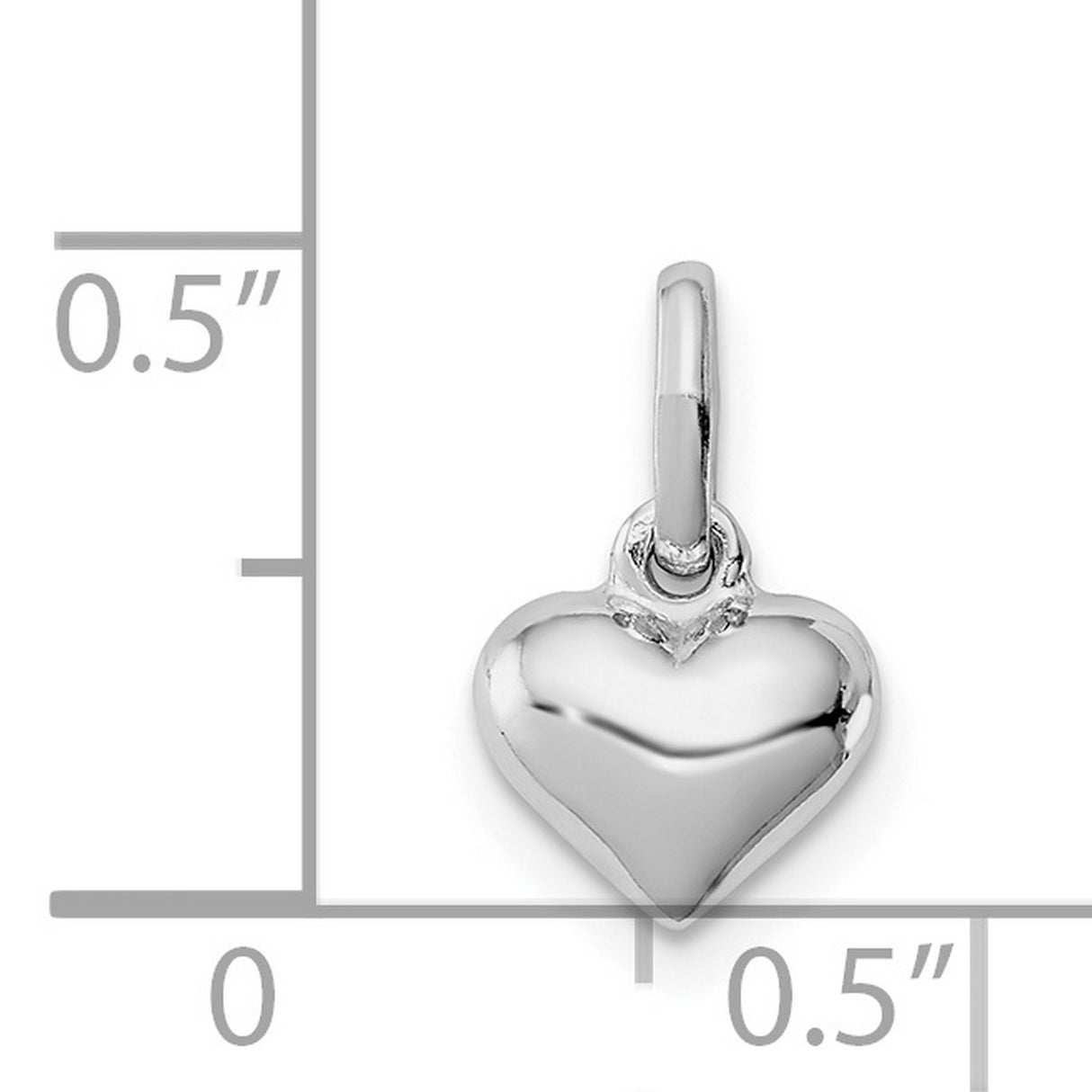 Sterling Silver Heart Pendant Charm with Polished Puffed Heart Design for Women