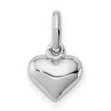 Sterling Silver Heart Pendant Charm with Polished Puffed Heart Design for Women