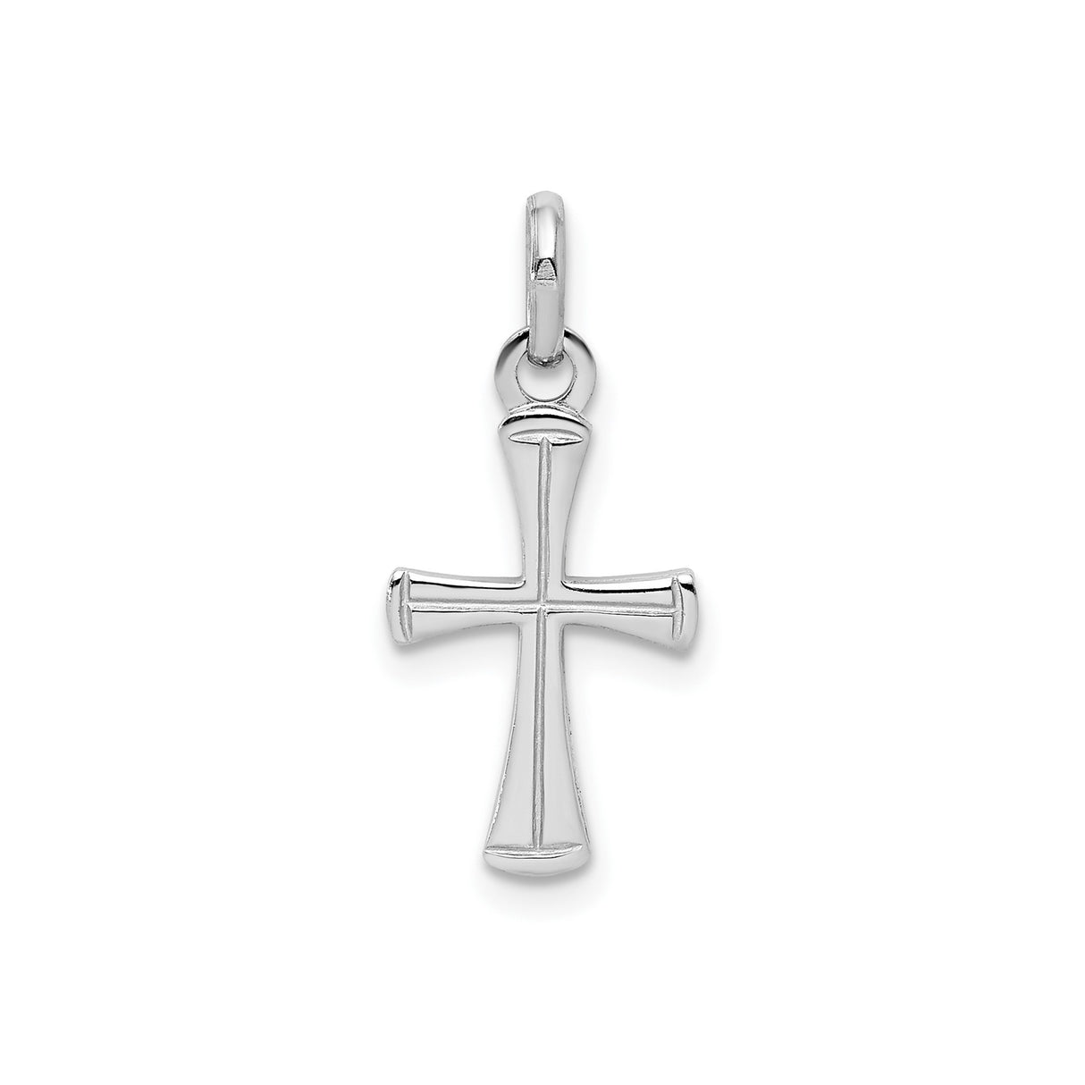 Sterling Silver Cross Pendant, Polished Tapered Minimalist Design, Religious Symbol for Men and Women
