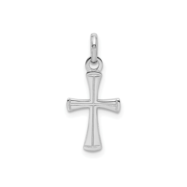 Sterling Silver Cross Pendant, Polished Tapered Minimalist Design, Religious Symbol for Men and Women