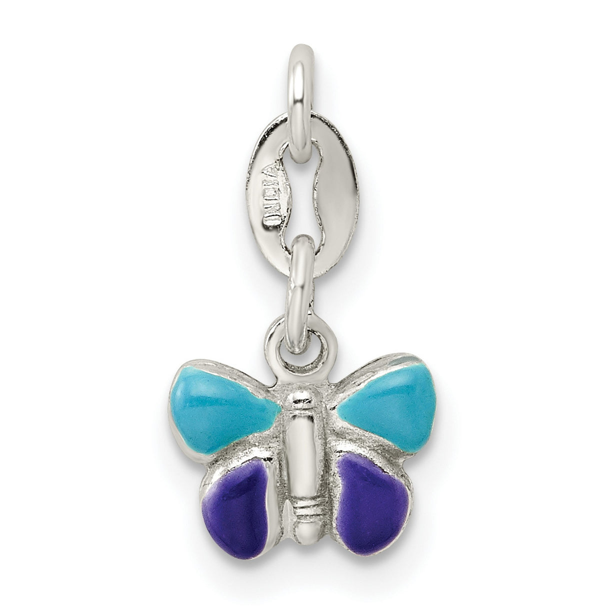Enamel Butterfly Charm Pendant in Real 925 Sterling Silver