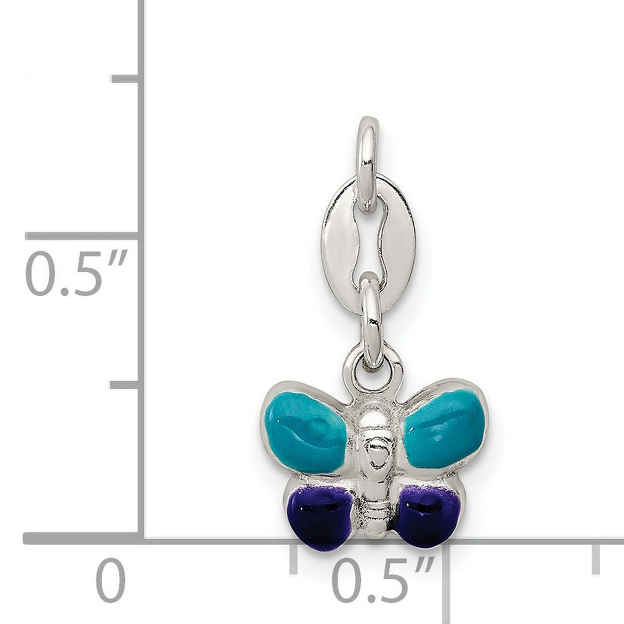 Enamel Butterfly Charm Pendant in Real 925 Sterling Silver