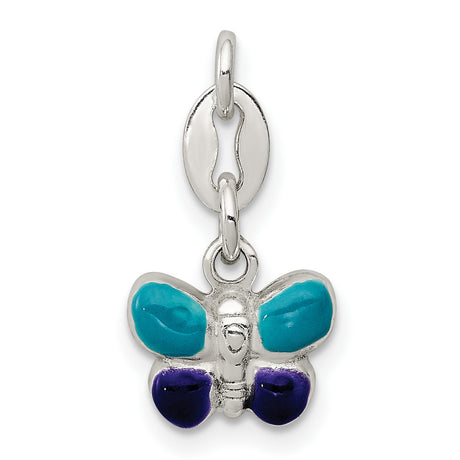Enamel Butterfly Charm Pendant in Real 925 Sterling Silver