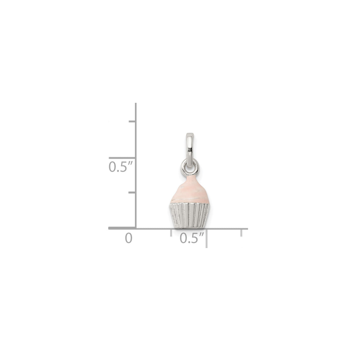 Sterling Silver Cupcake Charm Pendant with Pink Enamel Icing, Whimsical Dessert Jewelry