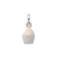 Sterling Silver Cupcake Charm Pendant with Pink Enamel Icing, Whimsical Dessert Jewelry