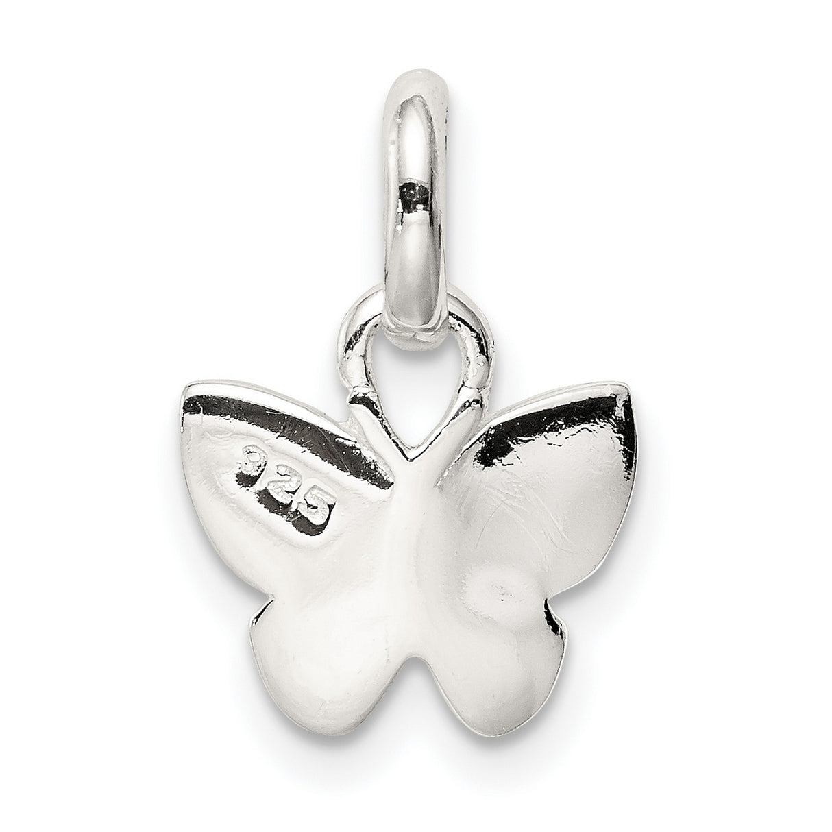 Childrens Pink Yellow Enameled Butterfly Charm Pendant in Real 925 Sterling Silver