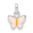 Childrens Pink Yellow Enameled Butterfly Charm Pendant in Real 925 Sterling Silver