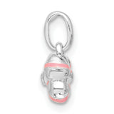 Pink Enamel Kids Bow Charm Pendant in Real 925 Sterling Silver