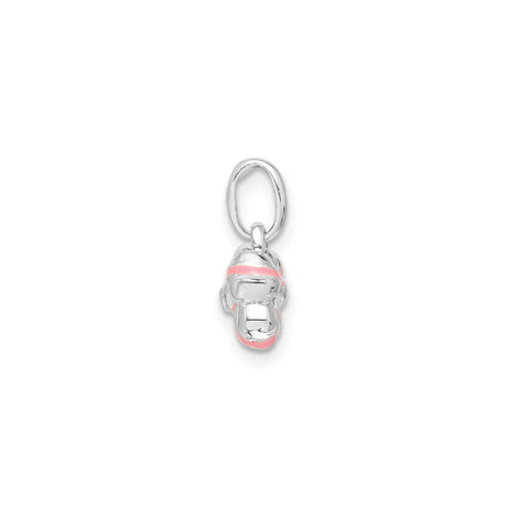 Sterling Silver Bow Charm Pendant with Pink Enamel and Heart Design