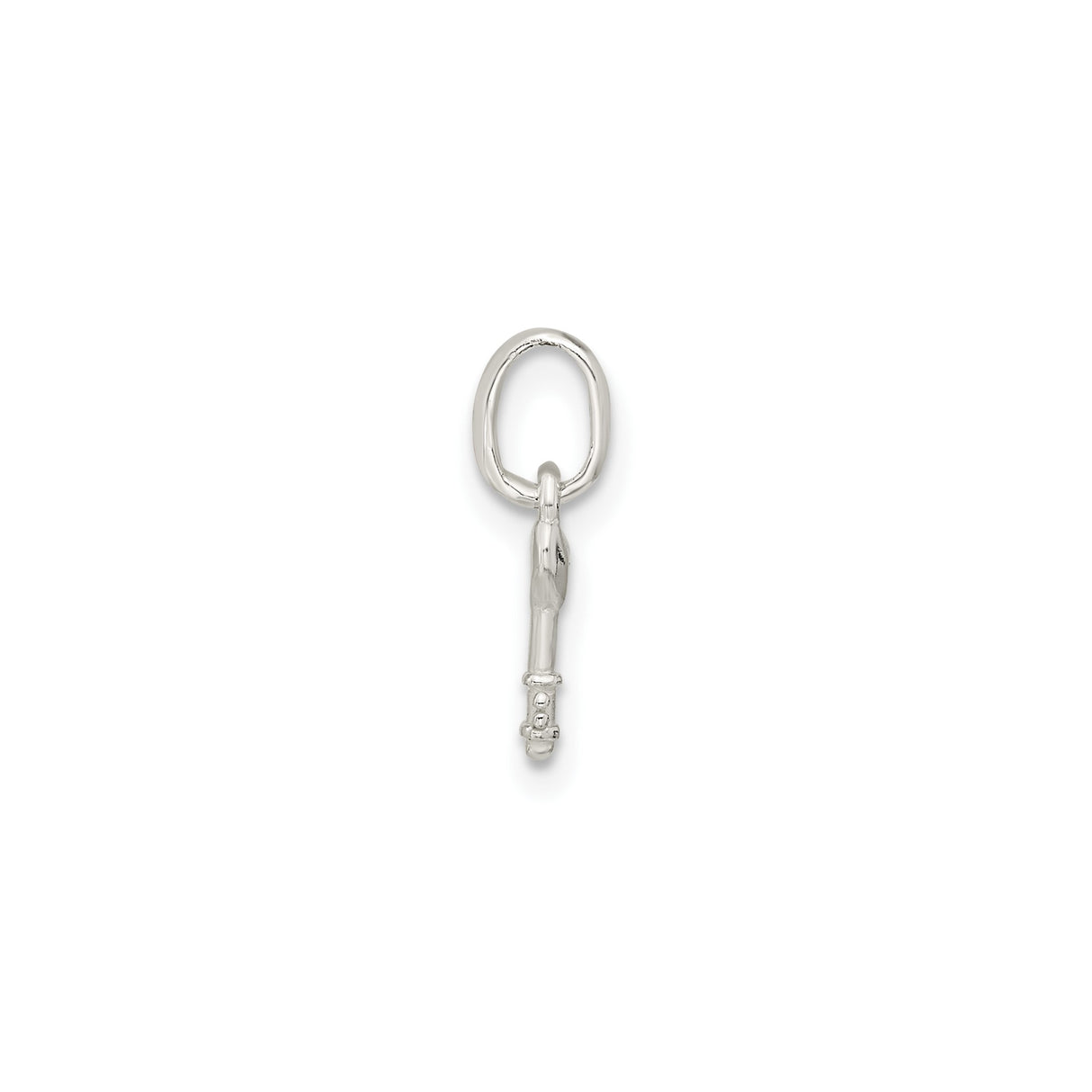 Sterling Silver Heart Key Pendant with Pink Cubic Zirconia Accent