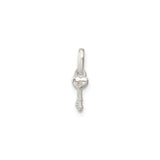 Sterling Silver Heart Key Pendant with Pink Cubic Zirconia Accent
