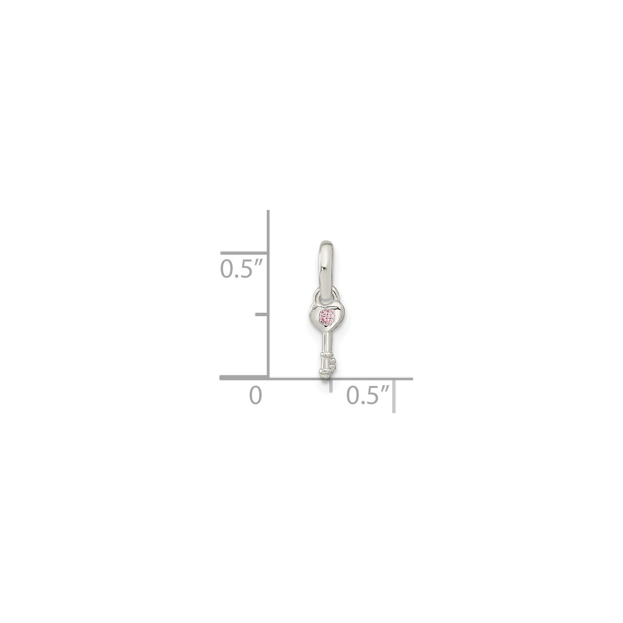 Sterling Silver Heart Key Pendant with Pink Cubic Zirconia Accent