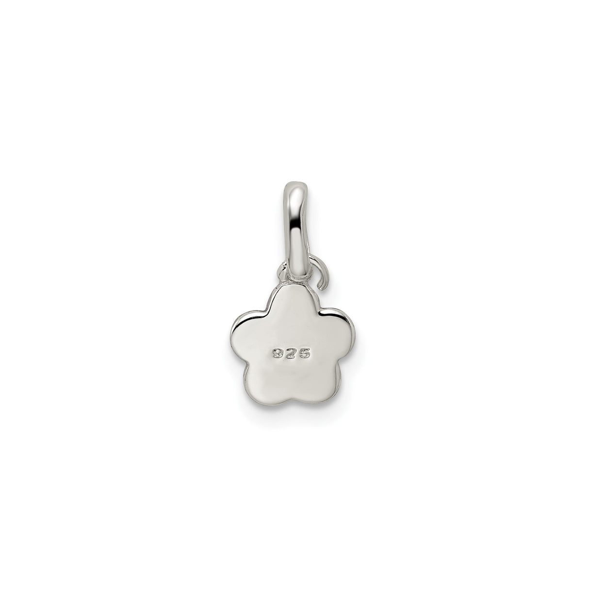 Sterling Silver Flower Charm Pendant with Pink Enamel Five-Petal Design, Spring Botanical Style