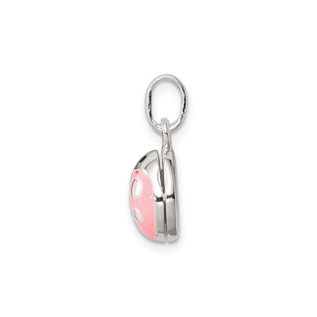 Sterling Silver Ladybug Pendant Charm with Pink Enamel, Whimsical Nature Jewelry for Women and Girls