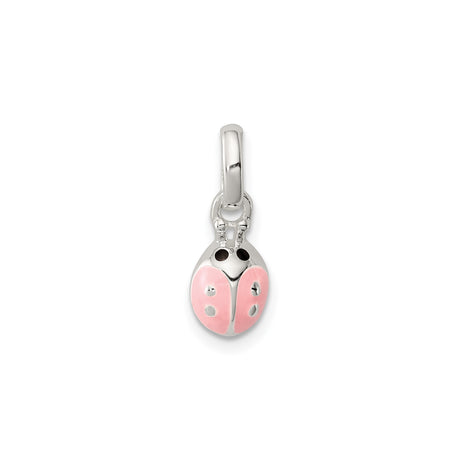 Sterling Silver Ladybug Charm Pendant with Pink Enamel Wings, Nature-Inspired Jewelry for Women and Girls