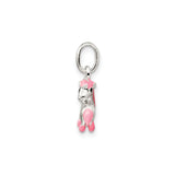 Sterling Silver Unicorn Charm Pendant with Pink Enamel Accents, Whimsical Design for Girls
