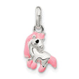 Sterling Silver Unicorn Charm Pendant with Pink Enamel Accents, Whimsical Design for Girls