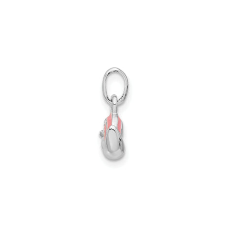 Sterling Silver Snail Charm Pendant with Pink Enamel and Black Eye Details, Cute Animal Design