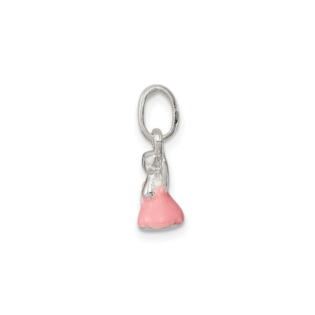 Sterling Silver Angel Pendant with Pink Enamel Dress and Blue Star for Girls