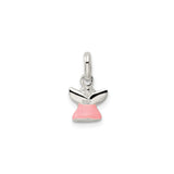 Sterling Silver Angel Pendant with Pink Enamel Dress and Blue Star for Girls