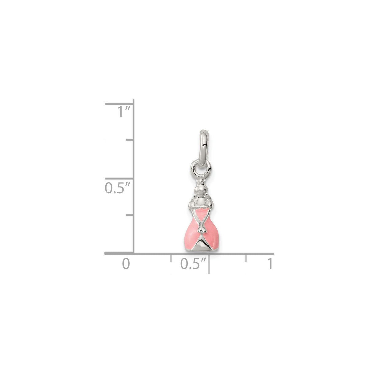 Sterling Silver Girl Charm Pendant with Pink Enamel Dress, Whimsical Princess Design