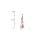 Sterling Silver Girl Charm Pendant with Pink Enamel Dress, Whimsical Princess Design