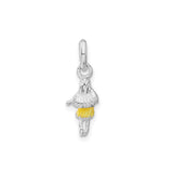 Sterling Silver Pendant with Hand-Painted Twirler in Yellow Skirt and Pink Top