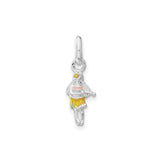 Sterling Silver Pendant with Hand-Painted Twirler in Yellow Skirt and Pink Top