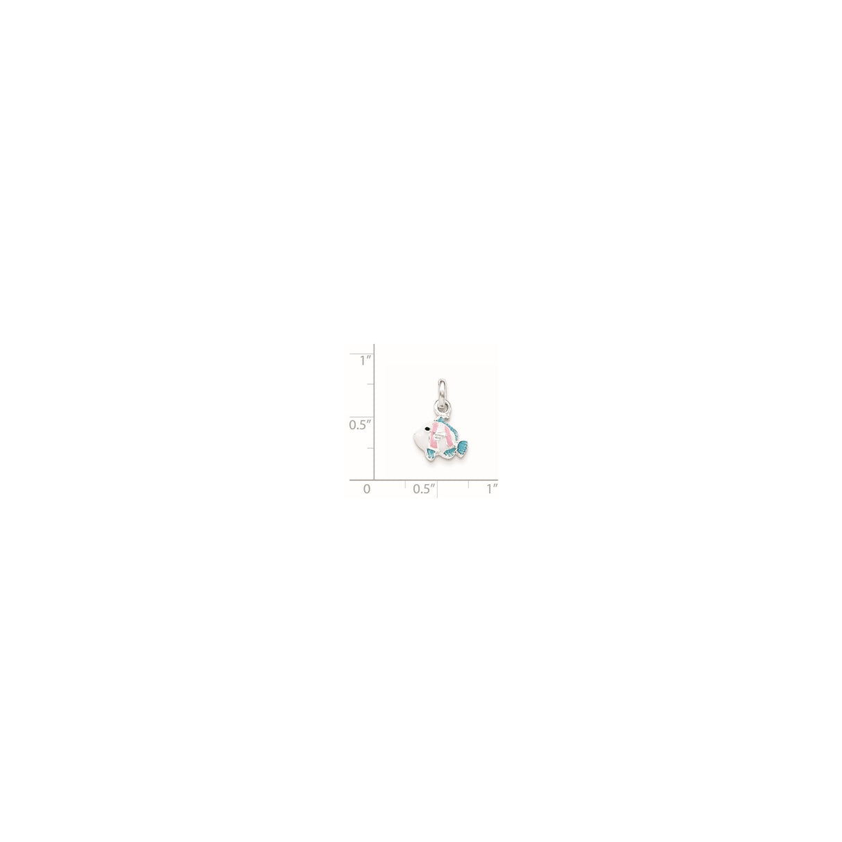 Sterling Silver Fish Charm Pendant with Blue and Pink Enamel, Ocean Theme