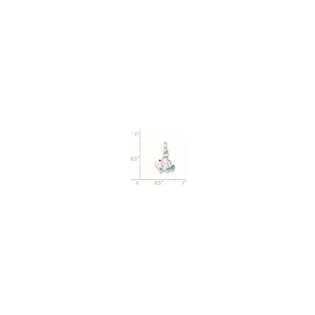 Sterling Silver Fish Charm Pendant with Blue and Pink Enamel, Ocean Theme