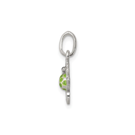 Sterling Silver Sea Turtle Pendant with Green and Tan Enamel Accents, Nautical Charm
