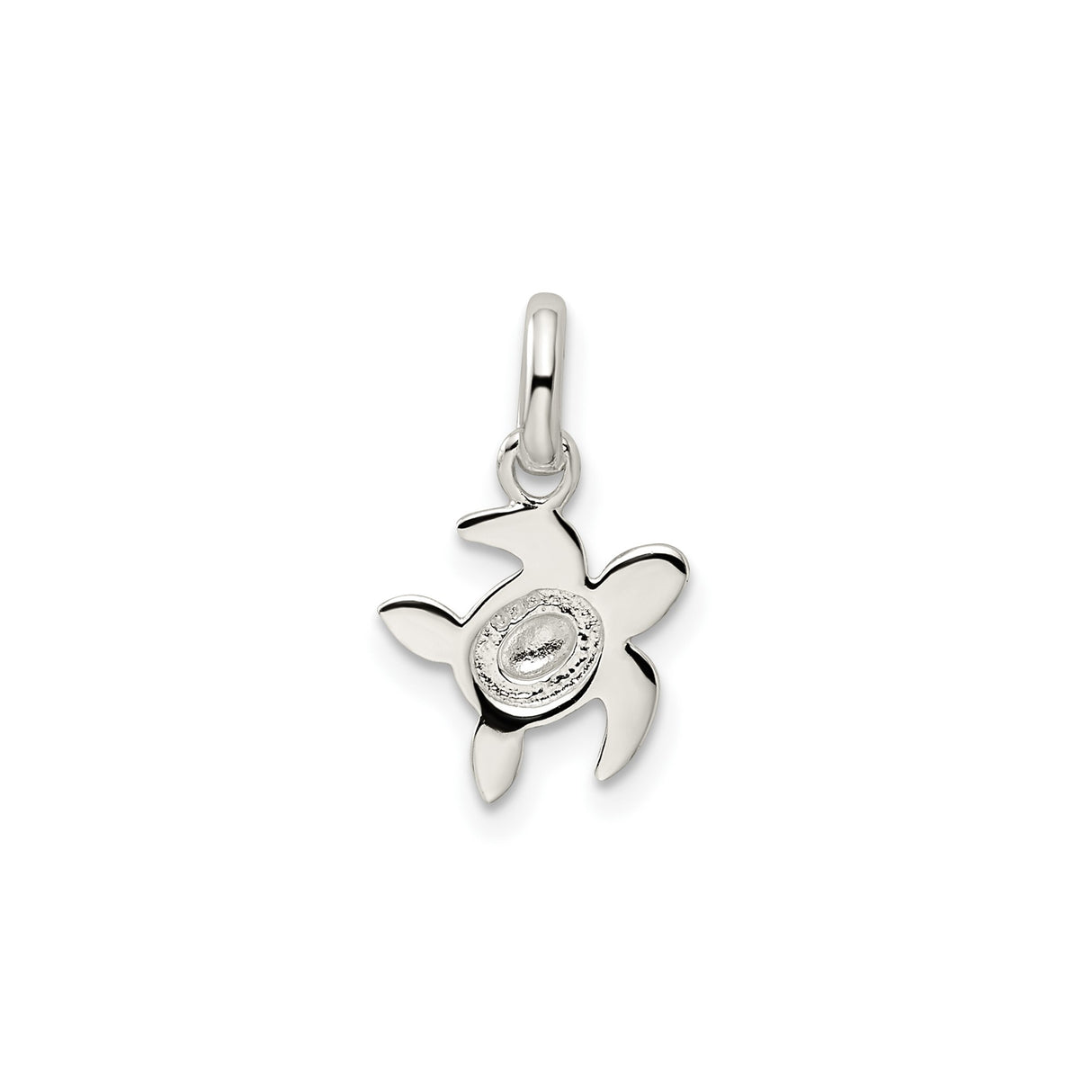 Sterling Silver Sea Turtle Pendant with Green and Tan Enamel Accents, Nautical Charm
