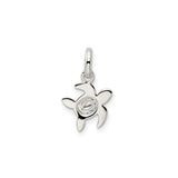 Sterling Silver Sea Turtle Pendant with Green and Tan Enamel Accents, Nautical Charm