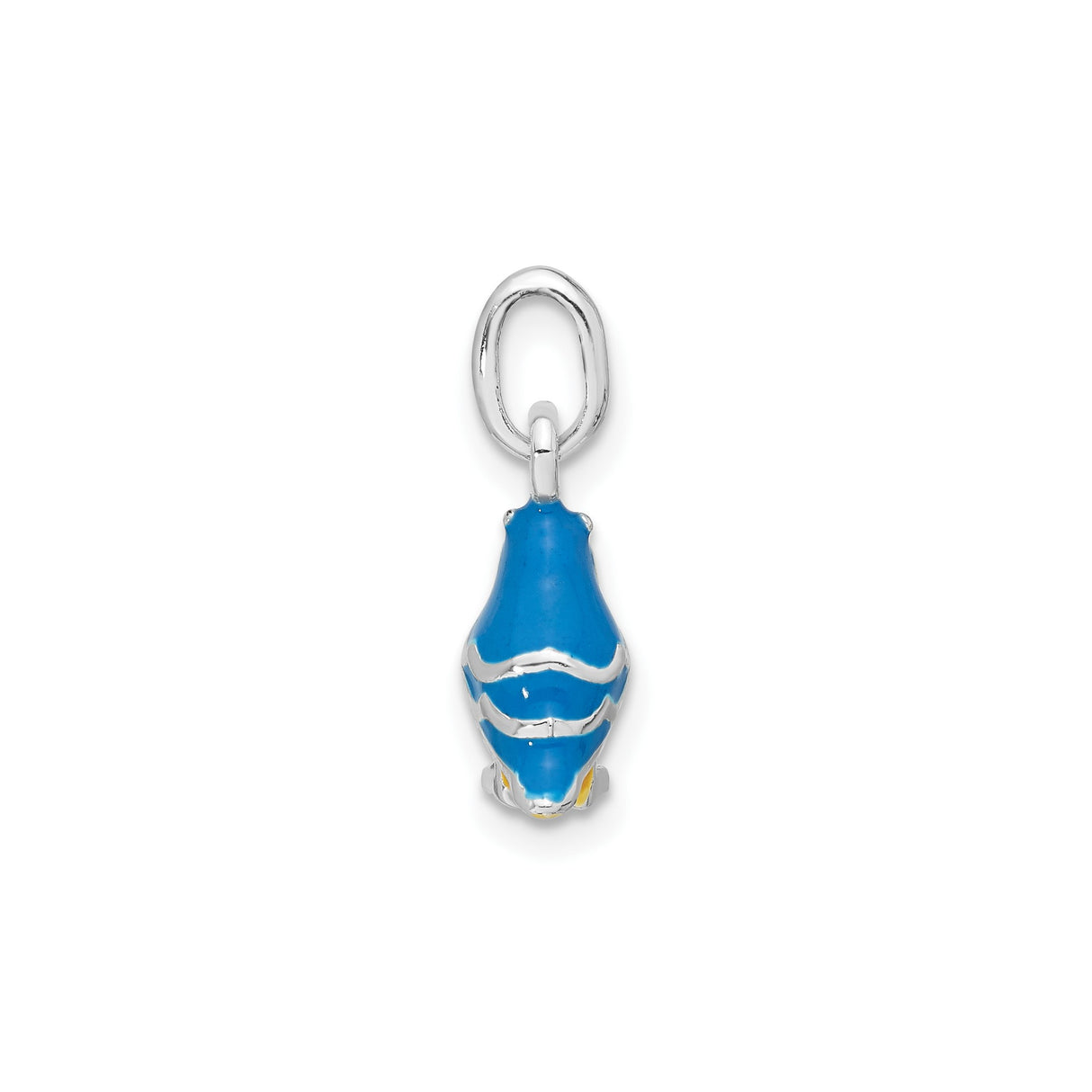 Sterling Silver Bird Pendant Charm with Colorful Enamel in Blue, Yellow, and Orange