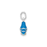 Sterling Silver Bird Pendant Charm with Colorful Enamel in Blue, Yellow, and Orange