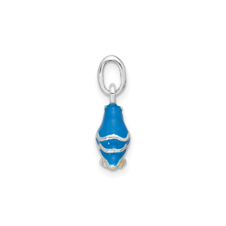Sterling Silver Bird Pendant Charm with Colorful Enamel in Blue, Yellow, and Orange