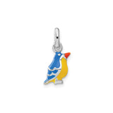 Sterling Silver Bird Pendant Charm with Colorful Enamel in Blue, Yellow, and Orange
