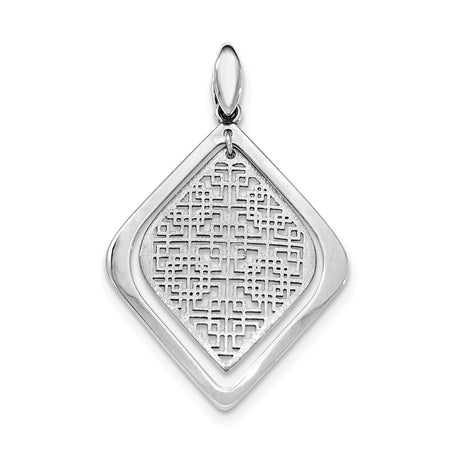 Sterling Silver Pendant with Geometric Diamond-Shaped Frame and Maze Motif Design