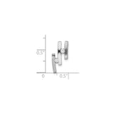 Sterling Silver Stud Earrings with Clear Round Cut Cubic Zirconia, Modern Geometric Design
